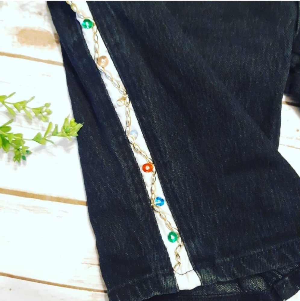 Vintage Sequin Beaded Embroidered 80s Bike Shorts - Picture 2 of 7